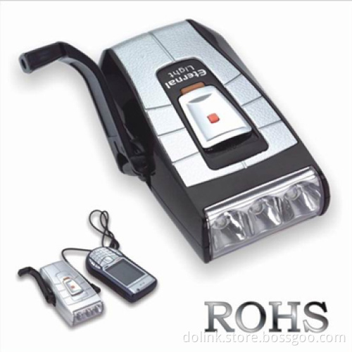 Crank Dynamo LED Flashlight / Mobile Phone Charger